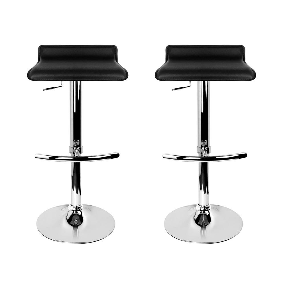 Artiss Set of 2 PU Leather Wave Style Bar Stools in Black with chrome base, showcasing modern design and comfort.